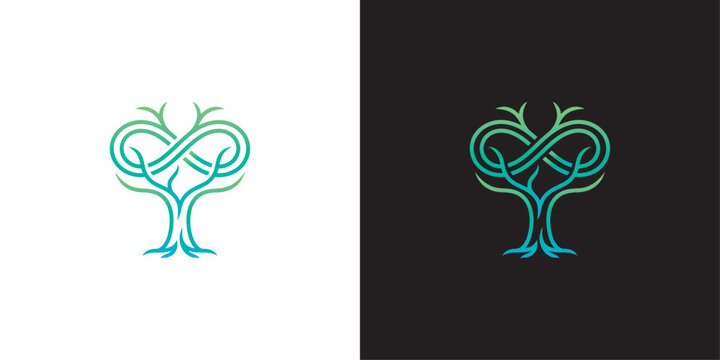 Abstract Tree Logo Design with Infinity Symbol Representing Eternal Growth Nature Sustainability and Life Balance