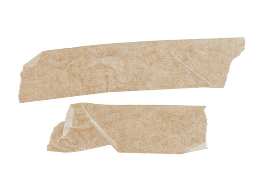 Adhesive paper tape isolated on a Transparent background, Brown paper torn or ripped pieces PNG