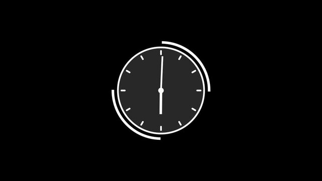 Minimalist Analog Wall Clock Animation on Black Background