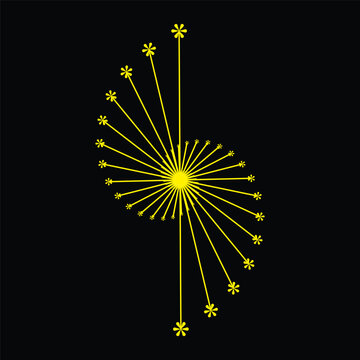 Yellow Dandelion Burst Pattern with Flower Tip Details