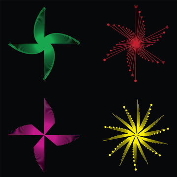 Colorful Star Burst Pinwheel Set with Arrow Motifs