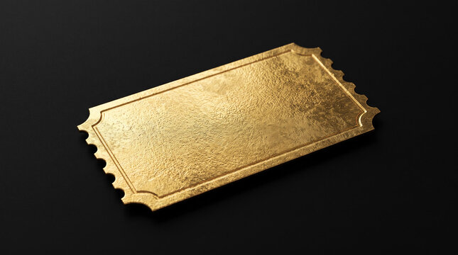 Blank textured gold ticket card with scalloped edges.