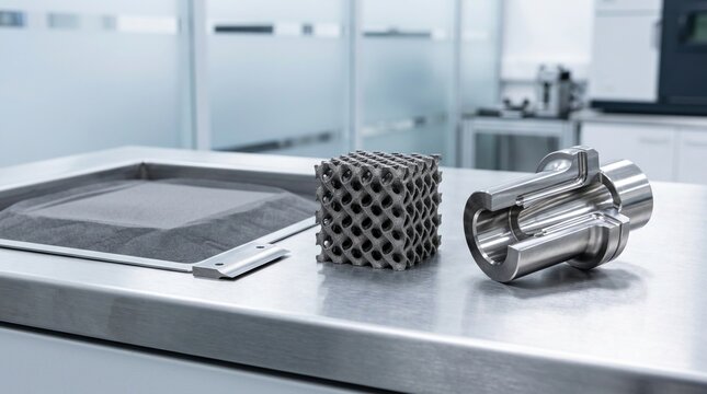 Additive manufacturing for nuclear reactor components with metal powder bed, lattice core, alloy nozzle, and coolant channels in a laboratory