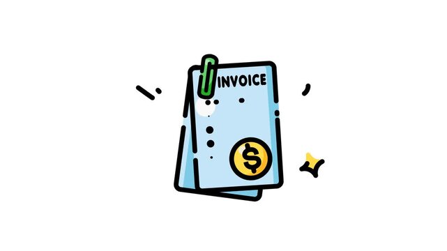 Stylized bank receipt invoice icon for financial billing and accounting documentation featuring a blue document and paperclip