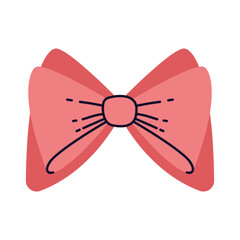 Fototapeta premium Hand Drawn Ribbon Bow. Isolated on a White Background.