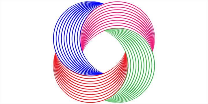 Colorful Abstract Spiral Circle Design With Interlocking Geometric Loops and Concentric Line Pattern