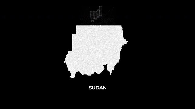 Sudan technology map with animated charts, graphs, statistics, and analytics showcasing economy, infrastructure, innovation, population, trade, energy, and national development