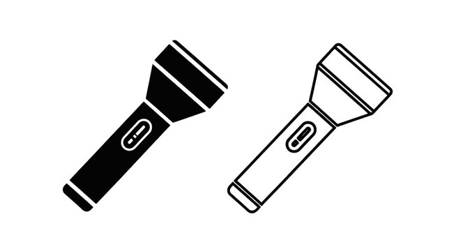 Vector illustration of flashlight icon set, vector illustration of handheld torch lights on a transparent background