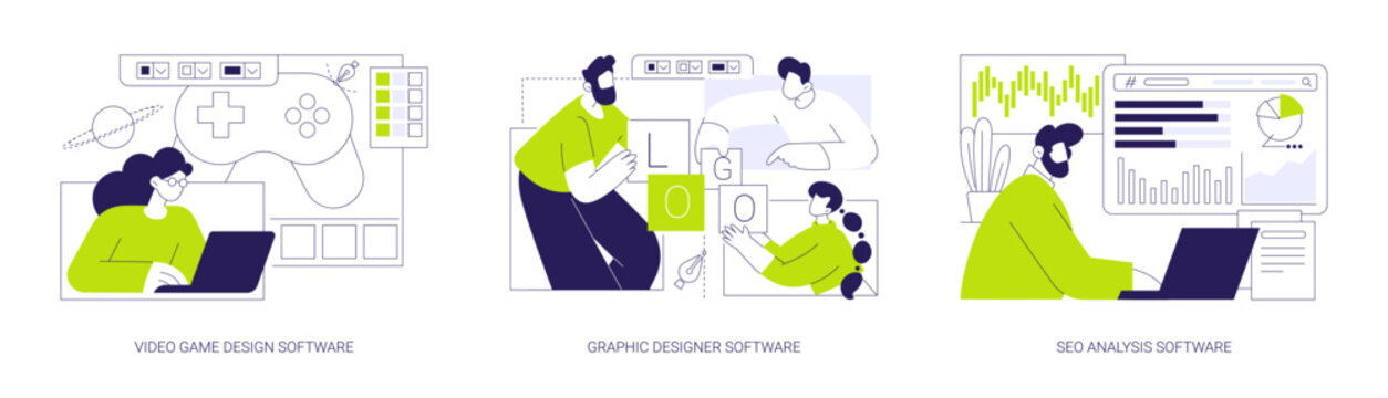 Professional software isolated cartoon vector illustrations se