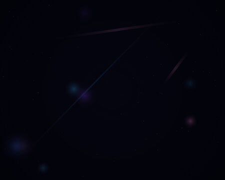 Abstract dark background with glowing light streaks and soft bokeh particles representing cosmic energy or digital data flow motion