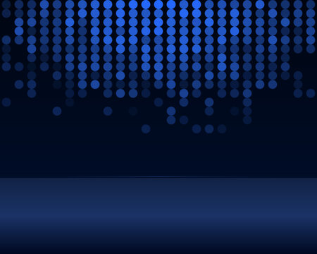 Abstract dark blue background with glowing square pixel rain effect falling down from the top for modern digital technology