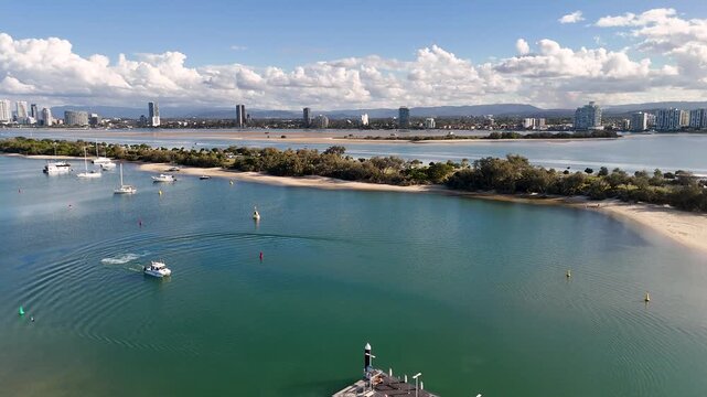 Aerial View of Surfers Paradise Skyline and Coastal Waterway
