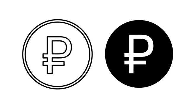 Vector illustration of russian ruble currency symbol icon set on a transparent background