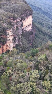 Aerial View of Sandstone Cliffs and Eucalyptus Forest in Wentworth Falls