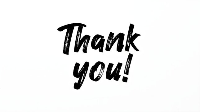 Black handwritten text thank you on a white background perfect for a creative greeting card design celebrating the annual teachers day event