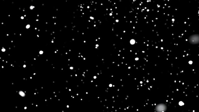 Falling snow particles on a dark background. Looped animation