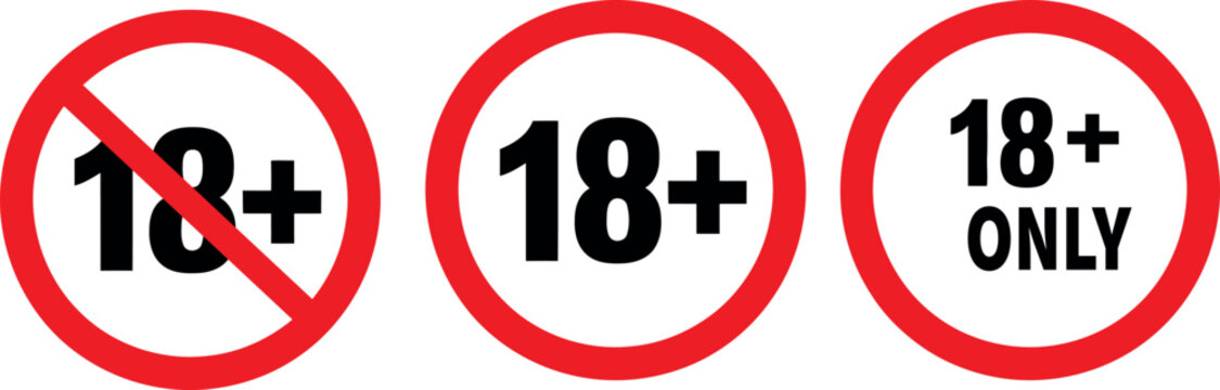 Three age restriction icons for 18 plus content