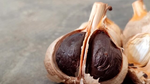 Fermented black garlic. Black garlic is effective for strengthening the immune system, controlling blood sugar, and lowering bad cholesterol