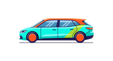 Fototapeta premium Colorful modern car side view.