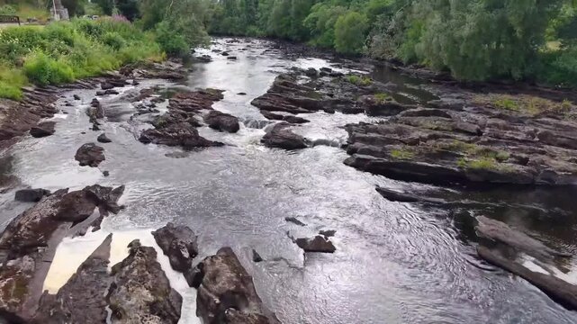 The Falls of Dochart, in the village of Killin in central Scotland.