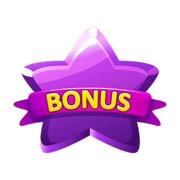 Purple Bonus Star Reward Icon for Casino Game UI Vector