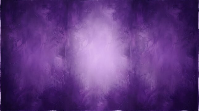 Abstract purple painted background with a lighter center, textured artistic backdrop with brush strokes and vignetted edges