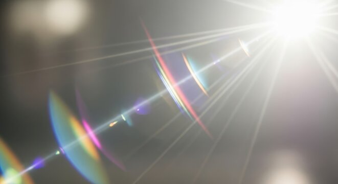 Abstract background with bright lens flare and light leaks