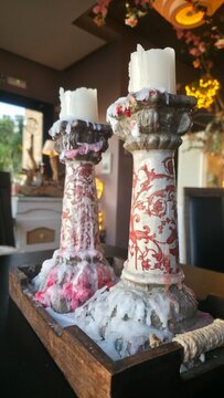 decorative detail with vintage candles