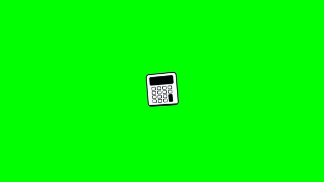 Animated Calculator Icon Rotating on Green Screen Background.