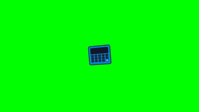 Digital Calculator Floating and Rotating on a Bright Green Screen Background.