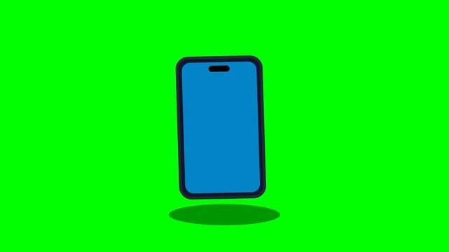 3D Animated Smartphone Floating on Green Screen Background.
