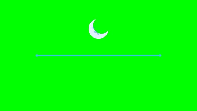 Animated Day and Night Cycle Transition Icon on Green Screen.
