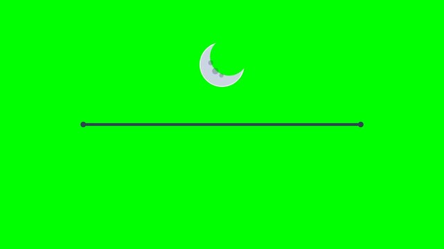 Animated Sun and Moon Cycle Transition on Green Screen Background.