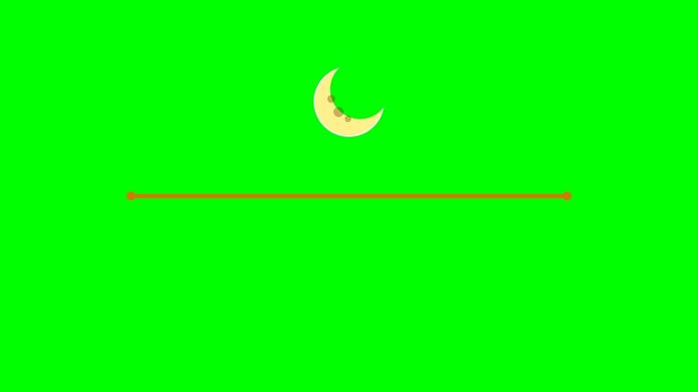 Animated Sun and Moon Cycle Transition on Green Screen Background.