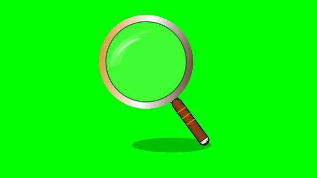 Animated Magnifying Glass Icon with Green Screen Background.
