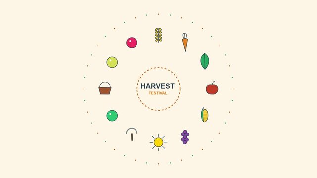 Harvest Festival Graphic with Seasonal Farm Icons