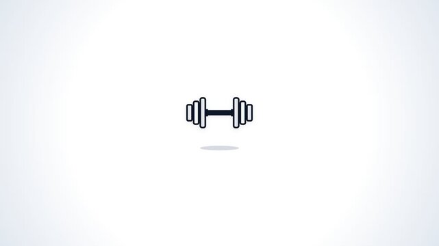Minimalist Dumbbell Icon Animation on Clean White Background.
