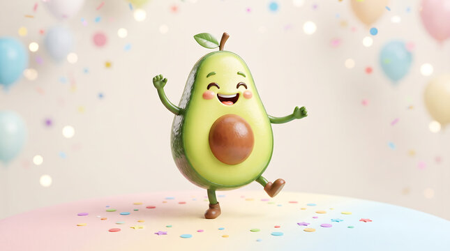 Funny Dancing Avocado Cartoon Character