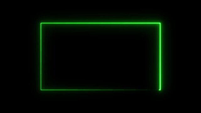 Modern Neon Frame Background Design with Glowing Green Border, Dark Minimal Style, Futuristic Light Effect, Creative Banner Template for Digital Projects animation.