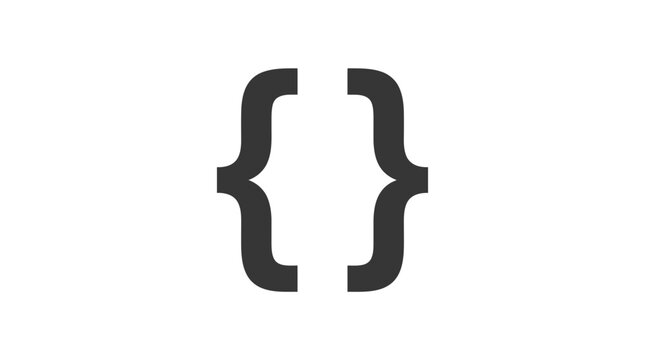 Black curly brackets symbol for software development and coding isolated on transparent background