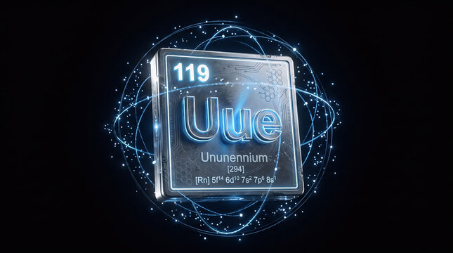Futuristic Ununennium Element Scientific Illustration