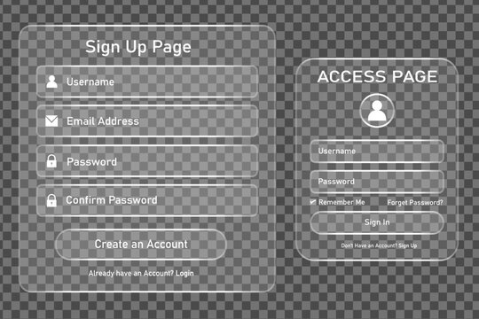 Glassmorphism Sign Up and Access Login Form UI Design Templates