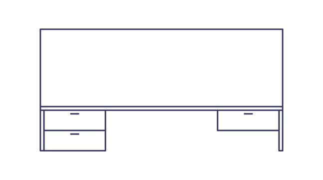 Office desk, top view workspace table, empty working surface with office furniture, overhead workplace layout for interior planning, floor plan flat vector illustration isolated on white background.