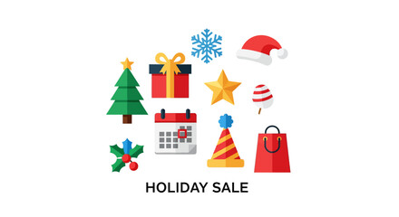 Fototapeta premium Holiday sale shopping icons and symbols.