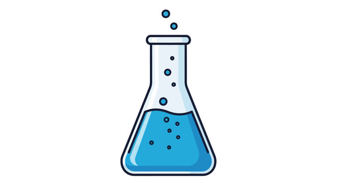 Laboratory glassware with blue liquid.