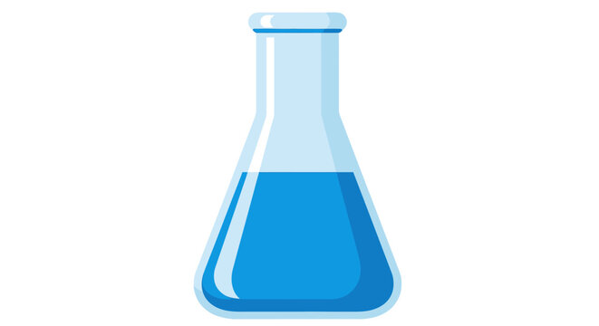 Laboratory glassware with blue liquid.