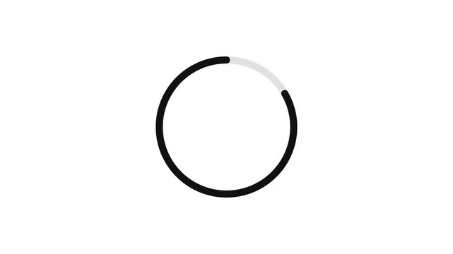 Minimalist circular 30-second countdown timer animation with bounce effect. Clean black and white round countdown clock from 30 to 1 seconds with bouncy progress bar