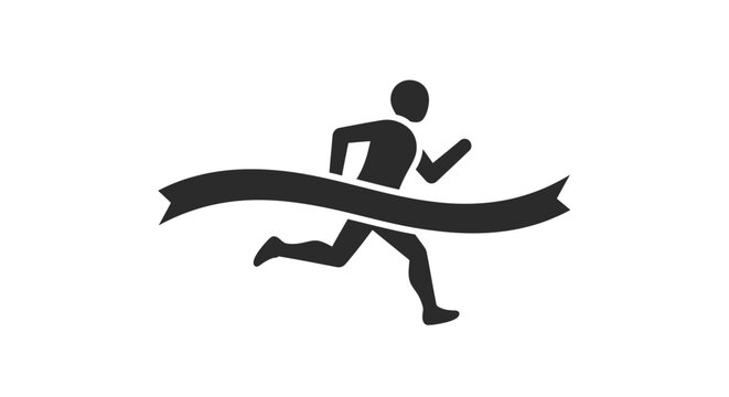 Man Running Breaking Finish Line Ribbon.