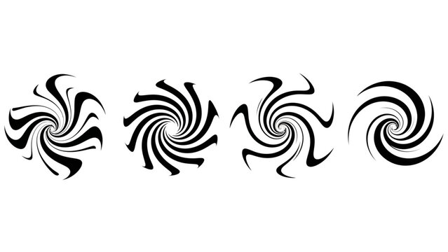 Abstract spiral and vortex silhouettes.