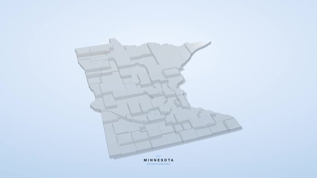Minnesota USA 3D state map in glass style, rotating animation seamless loop